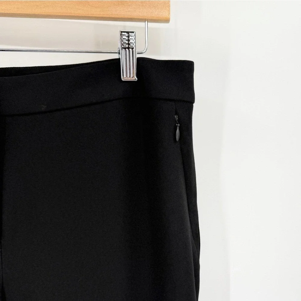 Elie Tahari Womens‎ 10 Wide Leg Dress Pants Cropped Detailed Trim Trousers Black